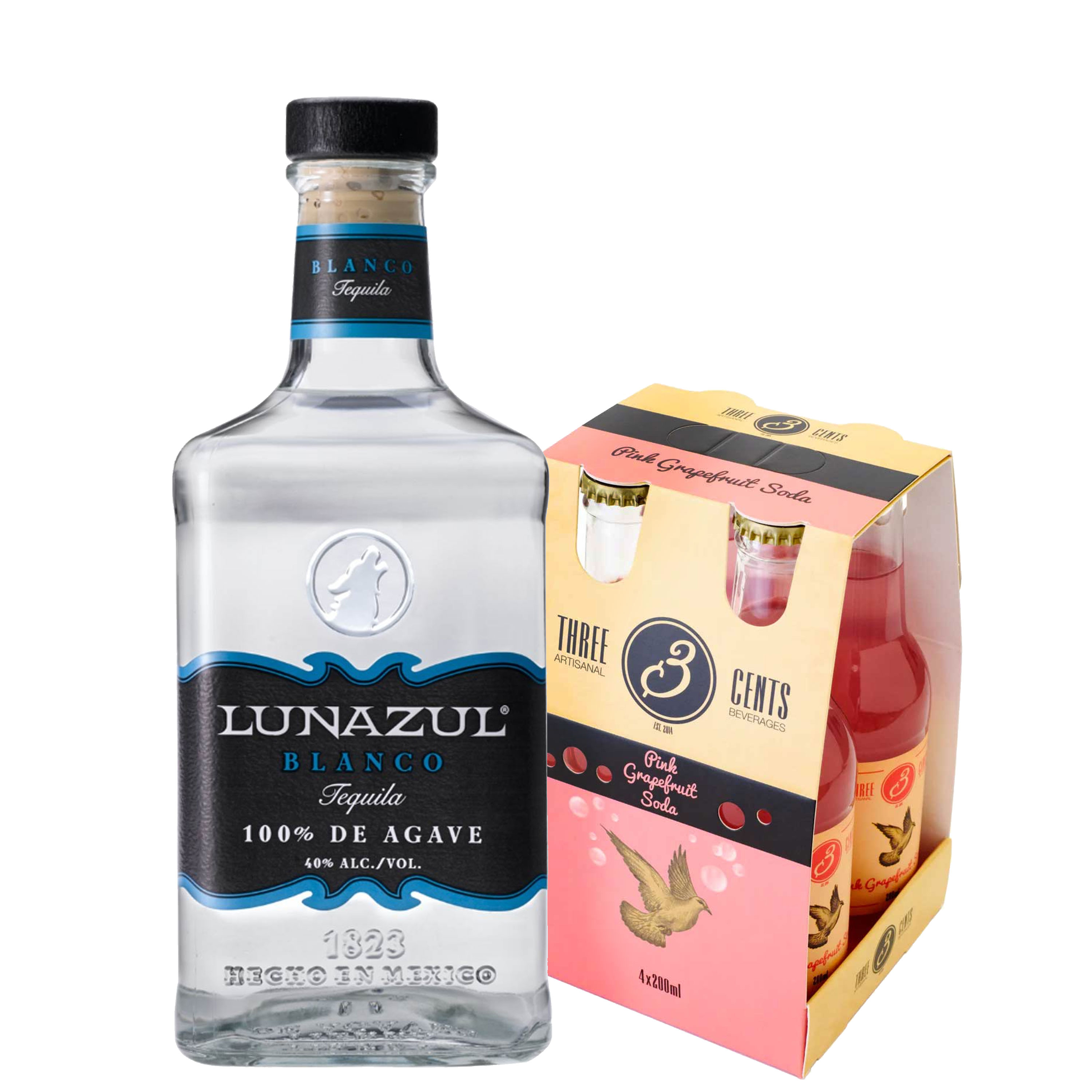 "Kit Paloma" Tequila Blanco Lunazul (0.7l) + Pink Grapefruit Soda
